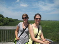 Jennifer van Overbeeke and Samantha Dupre, Coastal Zone Program Interns, at Point Pelee National Park  Photo credit: Megan Ihrig